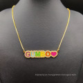Shangjie oem personalizado cz carto de circón collar joyería nombre de cadena de oro personalizado collar inicial plateado para mujeres